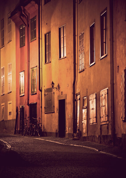 Evening scene from Gamla Stan, the Old Town of Stockholm