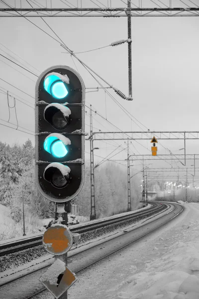 Sinal de luz ferroviária — Fotografia de Stock