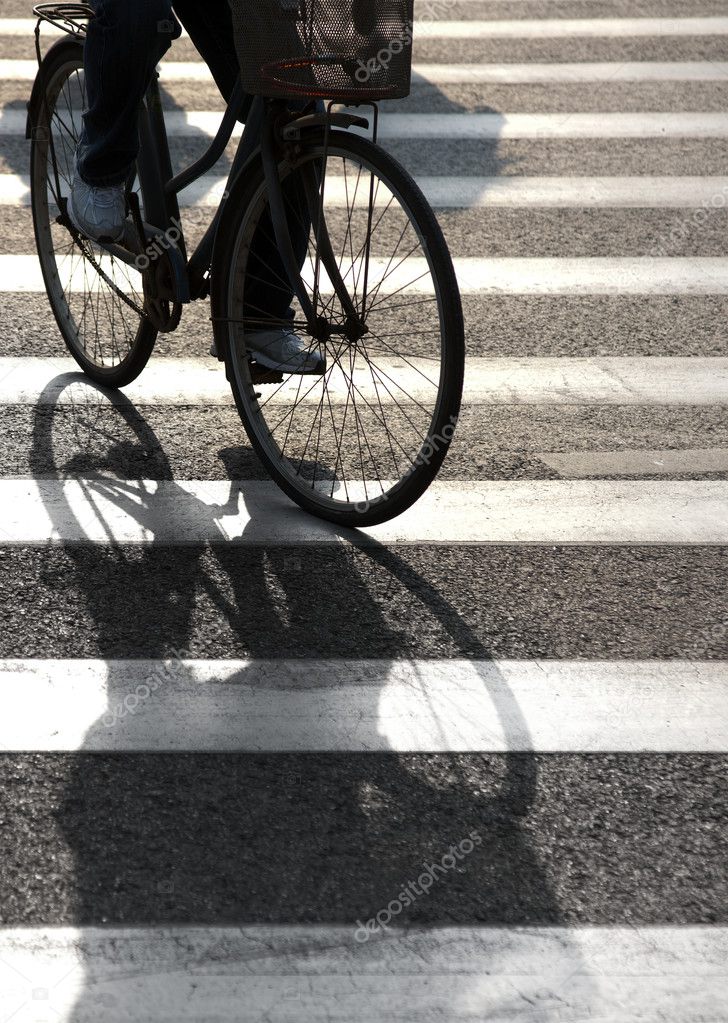 Cyclist on pedestrian crossing