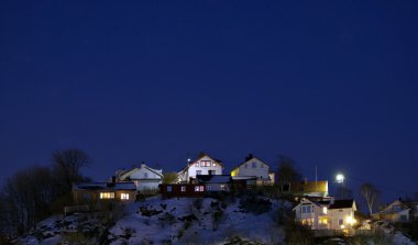 Residential area at night clipart