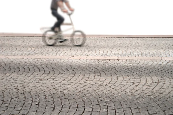 Cyclist on small bike — Stock Photo, Image