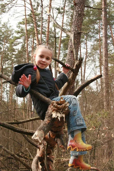 林外秋の少女プレイ — ストック写真