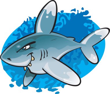 Cartoon Oceanic White tip Shark clipart