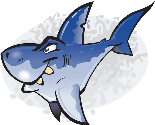 Desenhos animados Grande tubarão branco — Vetor de Stock