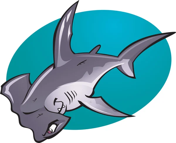 Cartoon hamer hoofd haai — Stockvector