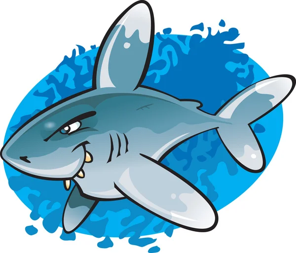 Cartoon Oceanic White tip Shark — Stock Vector