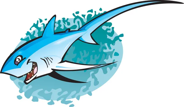 Tiburón de dibujos animados Thresha — Vector de stock