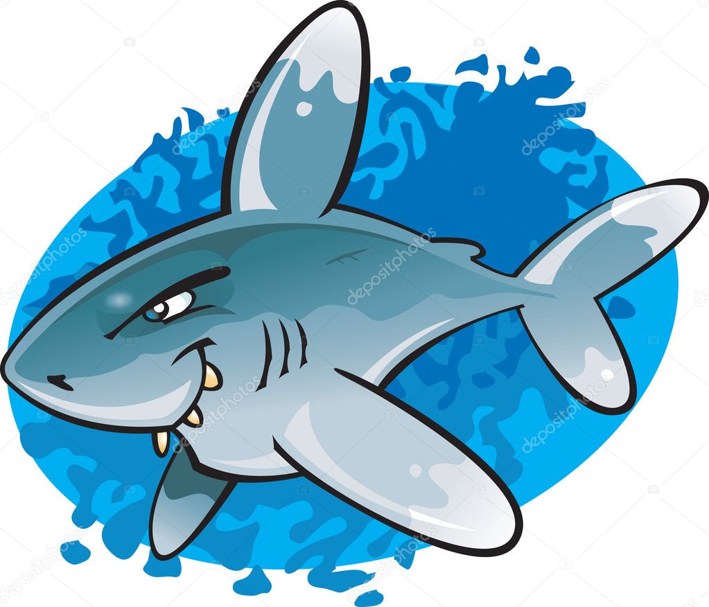Cartoon Oceanic White tip Shark