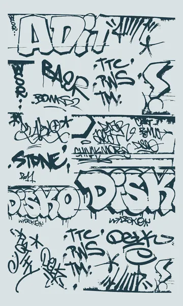 Zestaw streszczenie graffiti na ścianach przy ulicy — Wektor stockowy