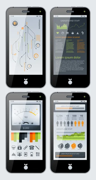 Éléments d'infographie avec des gadgets et des trucs — Image vectorielle