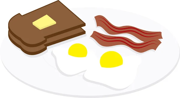 Ovos e bacon na placa — Vetor de Stock