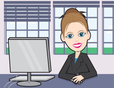 Businesswoman at a desk clipart