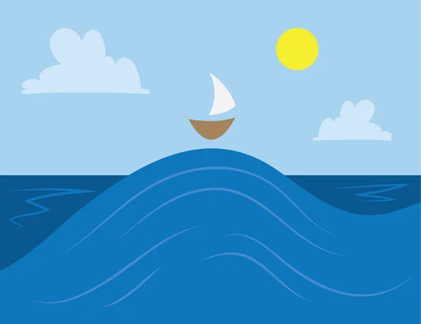波とボート — ストックベクタ