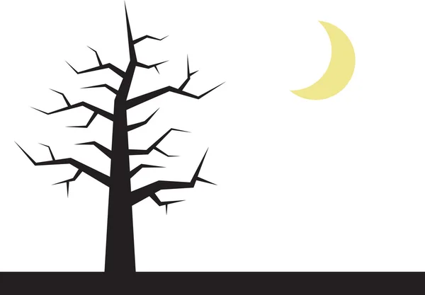 Rami d'albero con Luna — Vettoriale Stock