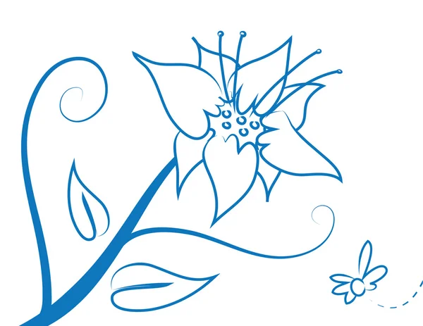 Flor azul esboço — Vetor de Stock