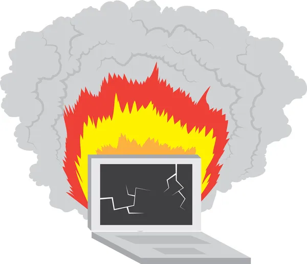 Computer on Fire — Stock Vector