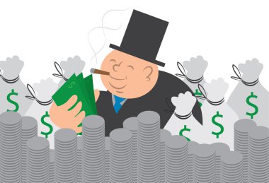 Money Man With Cash and Coins clipart