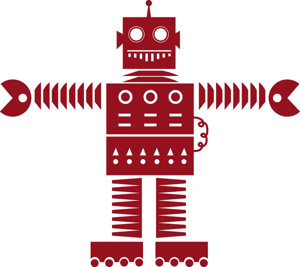 Robot silueta rojo — Vector de stock