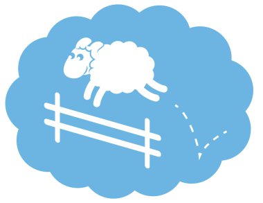 White Sheep Jumping Fence clipart