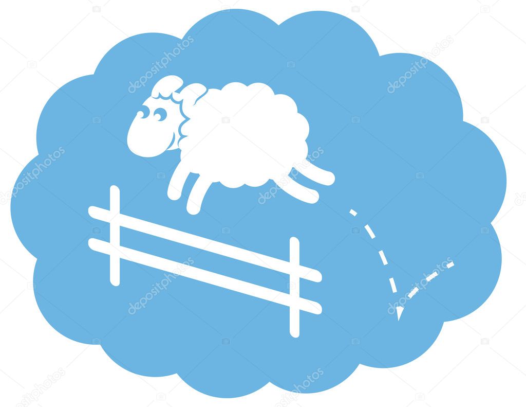 White Sheep Jumping Fence