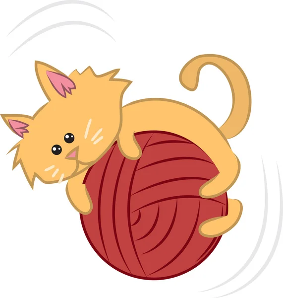 Cat with Yarn — Stock Vector