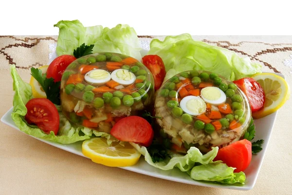 Gellies με κρέας, egs, λαχανικό για το μεσημεριανό γεύμα — Φωτογραφία Αρχείου