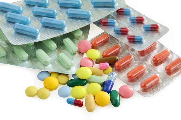 Multicolore schede e capsule per la cura — Foto Stock