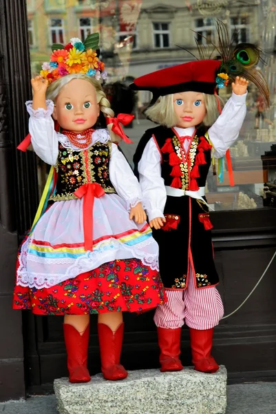 stock image Regional dolls in Krakow's costumes as souvenire