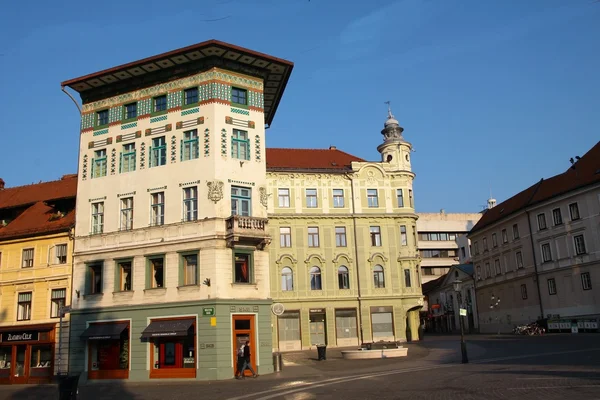 Ciekawa architektura w centrum ljubliana — Zdjęcie stockowe
