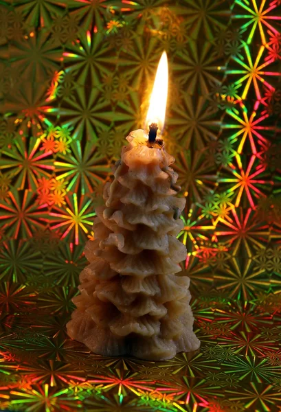 Brandende Kerstmis waxen kaars — Stockfoto