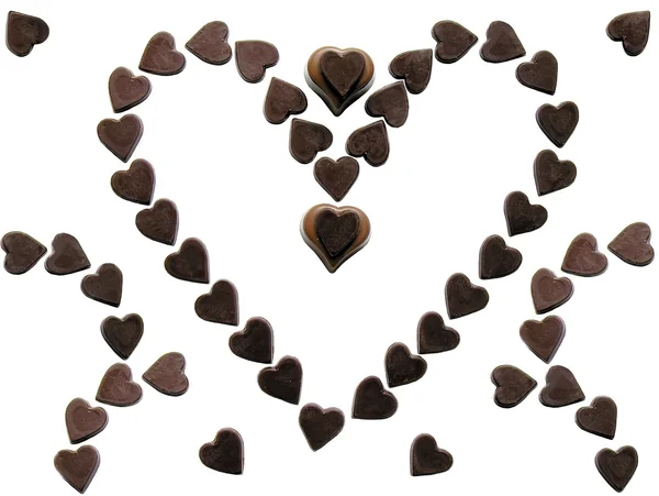 Chocolate hearts as symbol of sweet love — Stock Photo, Image