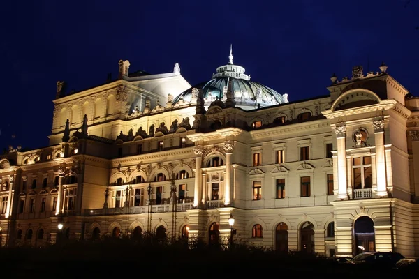 Theatre of Slowacki in Krakow at night — Stock Photo, Image
