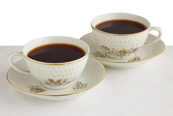 Duas xícaras de café preto quente — Fotografia de Stock
