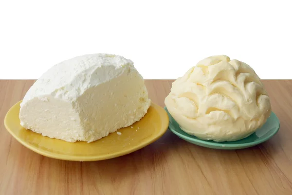 Queso de cabaña y mantequilla — Foto de Stock