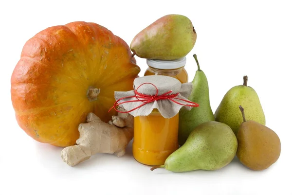 Calabaza, jengibre, peras y mermelada — Foto de Stock