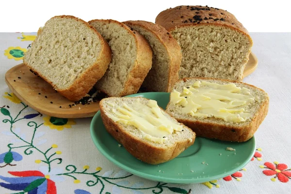 朝食のパンとバター — ストック写真