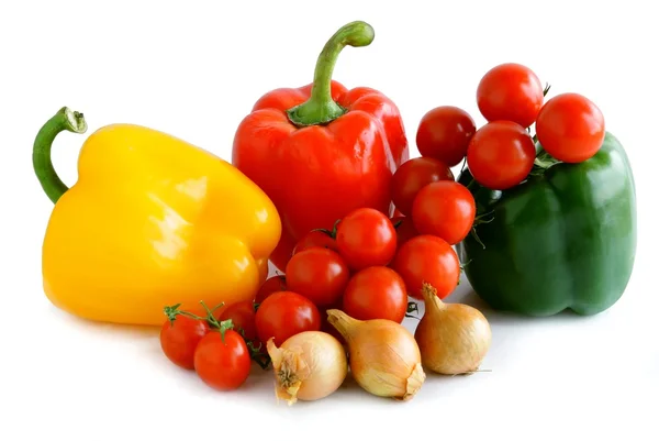 Paprika, Zwiebeln und Kirschtomaten — Stockfoto