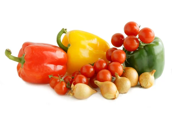 Pepers, tomaten en uien — Stockfoto