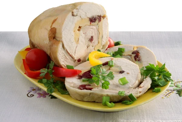 Куриный белый ошейник с яйцами и овощами — стоковое фото