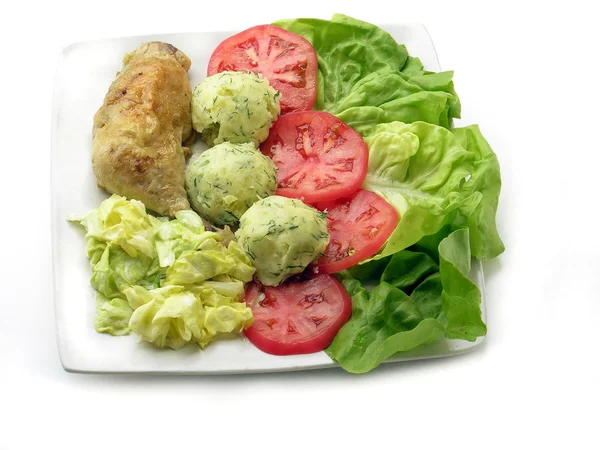 Pečené kuřecí stehno se zeleninou — Stock fotografie