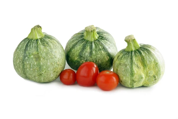 绿色，小南瓜和红番茄 — 图库照片