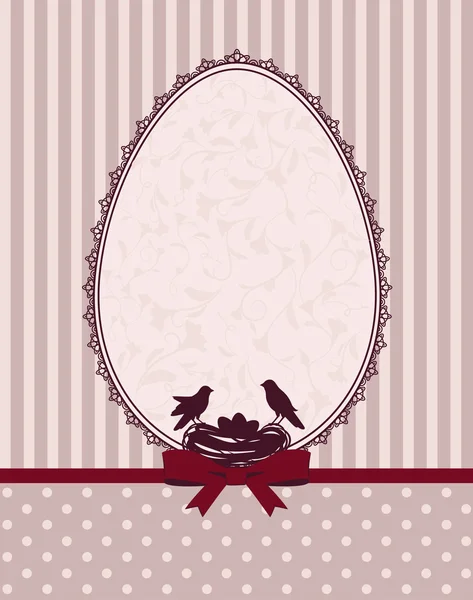 Ägg och fåglar med spetsar ornament — Stockfoto