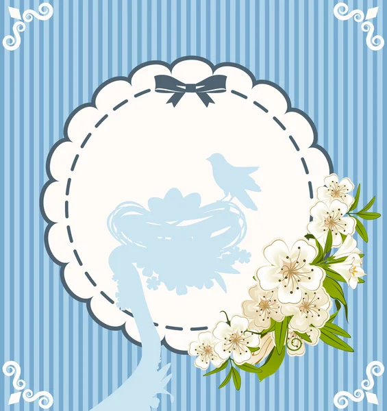 Αυγά με δαντέλα στολίδια και λουλούδια. Πασχαλινή κάρτα — Φωτογραφία Αρχείου