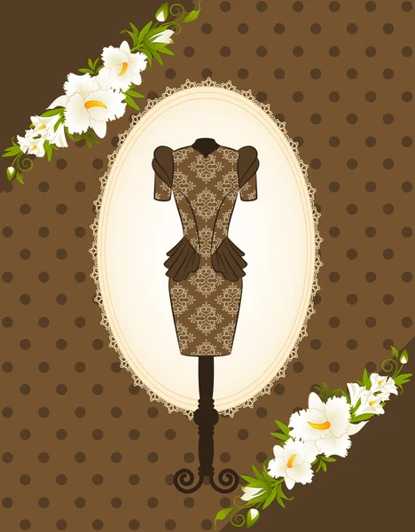 Винтажное платье с кружевными украшениями и цветами — стоковое фото