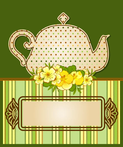 Pot à thé en céramique vintage avec de belles fleurs — Photo
