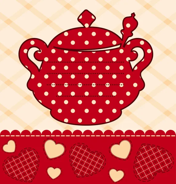 复古陶瓷茶壶的插图 — 图库照片