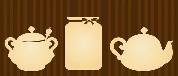 Panelas de chá de cerâmica vintage com jarra — Fotografia de Stock