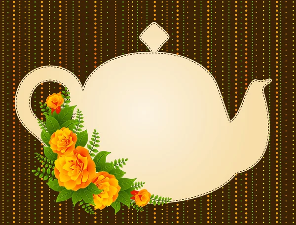 Bule de chá cerâmico vintage com belas flores — Fotografia de Stock