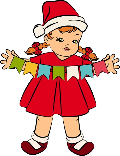 卡通明星西装雪少女的小女孩 — 图库矢量图片