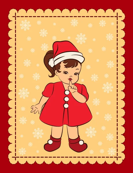 Cartoon kleines Mädchen im Anzug Schneemädchen — Stockvektor